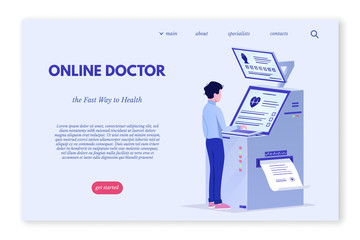 Telemedicine services vector landing page template
