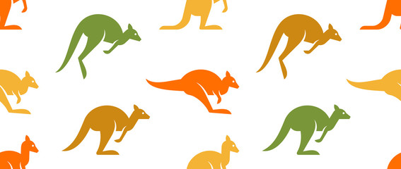 Seamless pattern with Kangaroo logo. isolated on white background