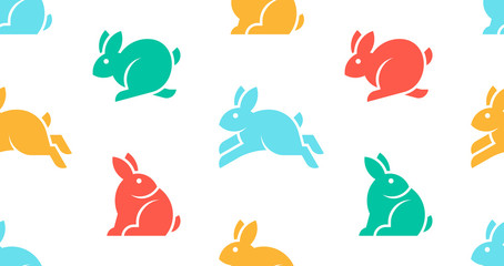 Seamless pattern with Rabbit logo. isolated on white background