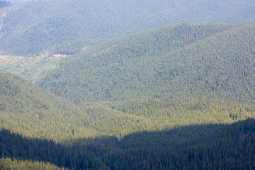 The majestic view of the beautiful mountains. Relaxing travel background. Tourist routes. Carpathians. Ukraine. Europe.