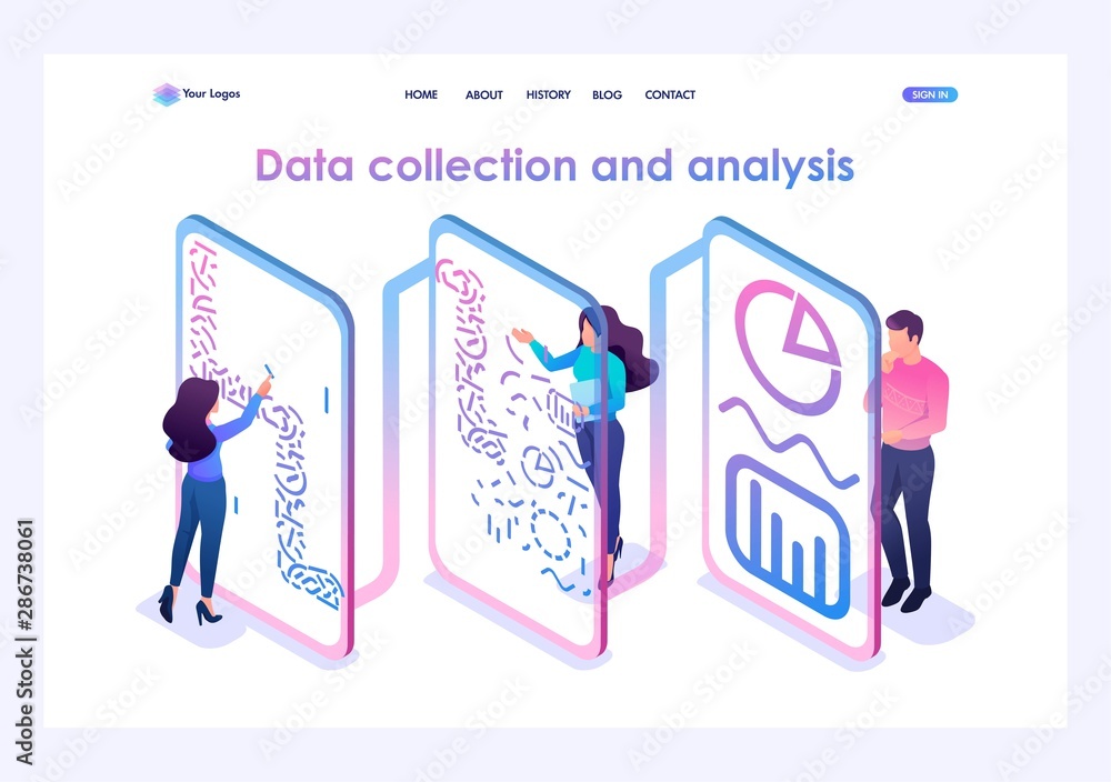 Aufkleber team of professionals processes data and generates reports for analysis. data analysis concept. 3d i