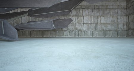 Abstract brown and beige concrete interior. 3D illustration and rendering.