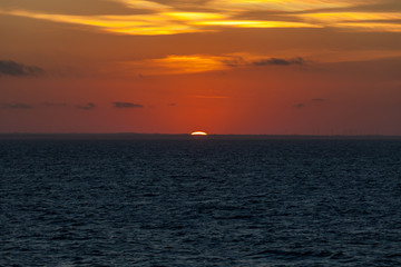 Naklejka na ściany i meble Awesome sunset behind the profile of the Adriatic coast