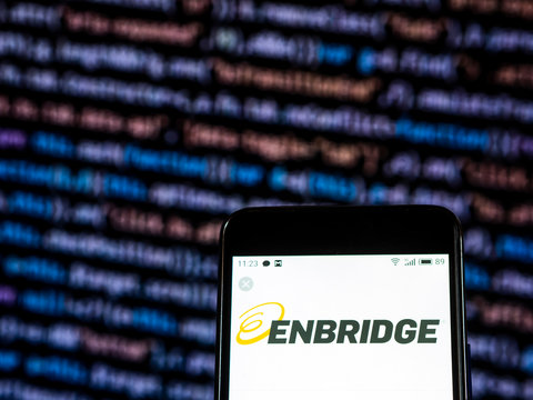 Kiev, Ukraine, November 28, 2018, illustrative editorial. Enbridge Natural gas distribution company logo seen displayed on smart phone..