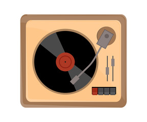 Antique turntable flat vector illustration