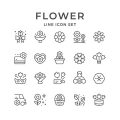 Set line icons of flower