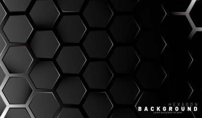 Abstract black hexagon pattern on a technology style of neon gradient background. Honeycomb. Vector illustration