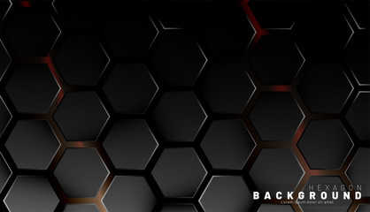 Abstract black hexagon pattern on a technology style of neon gradient background. Honeycomb. Vector illustration