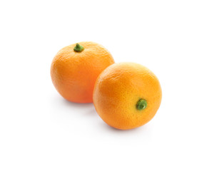 Ripe tangerines isolated on white. Tasty citrus fruit