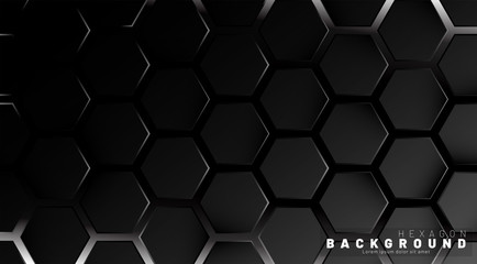 Abstract black hexagon pattern on a technology style of neon gradient background. Honeycomb. Vector illustration