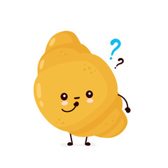 Cute happy croissant with question 