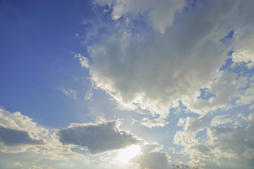 beautiful blue and golden sky in evening. .Cloudy blue and golden sky in sunrise. Scenic clouds gold sky in sunset.