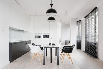 Spacious kitchen with dining area