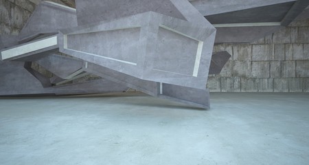 Abstract brown and beige concrete interior. 3D illustration and rendering.