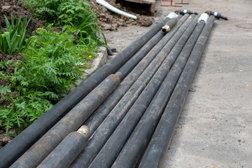 Laying new communications. Repair work in the courtyard.