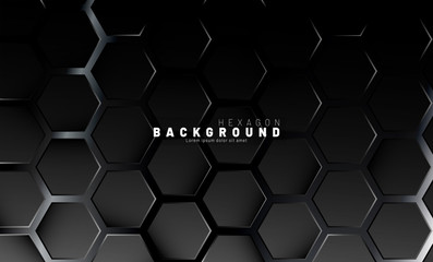 Abstract black hexagon pattern on a technology style of neon gradient background. Honeycomb. Vector illustration