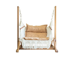 Outdoor bench swing isolalated on white background, clipping path.