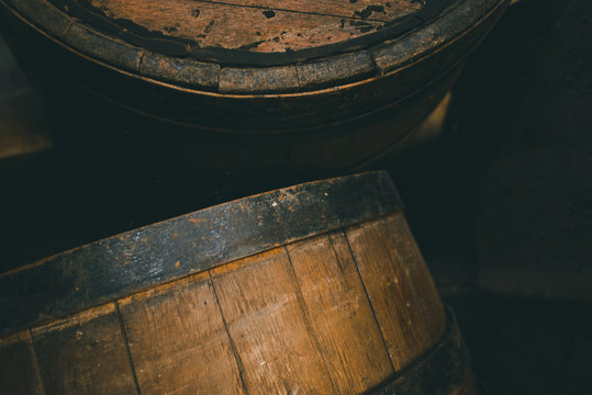 Old Barrel Background, Cask Close Up