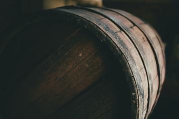 Old barrel background, cask close up