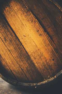 Old barrel background, cask close up
