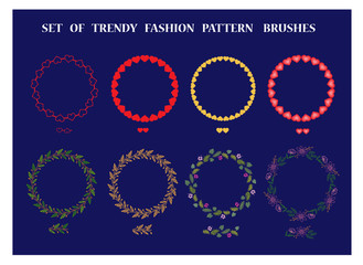 Set of trendy fashion pattern brushes. For dresses, t-shirt, wallpaper, decorative paper and other design