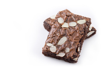 Pile of brownies isolated on white