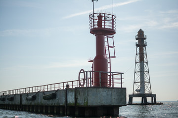 .lighthouse in the middle of the bay