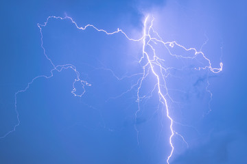 Powerful lightning bolt with many side branches