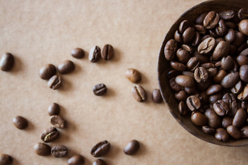 Coffee beans close up.