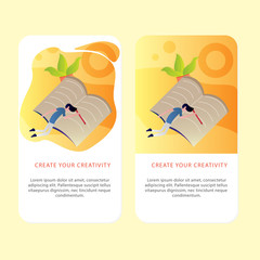 Set Of Learning Book Mobile page template of Online education. Modern flat design concept of web page design for  Aplication and mobile website. Easy to edit and customize. Vector illustration.