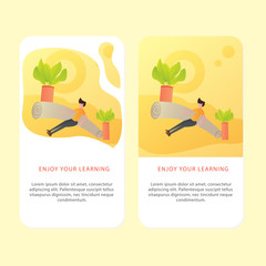 Set Of Learning Book Mobile page template of Online education. Modern flat design concept of web page design for  Aplication and mobile website. Easy to edit and customize. Vector illustration.