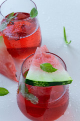 Refreshment watermelon drinks. Vegetarian beverage items