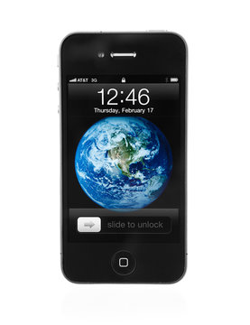 Saint Louis, MO . USA - 02.02.2011: Apple iPhone4 Showing Lock Screen On White Background