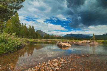 landscape with lake and mountains