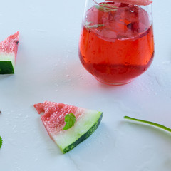 Refreshment watermelon drinks. Vegetarian beverage items