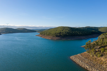 Fototapeta na wymiar Barragem da bravura, Bravura dam, Alragve, Portugal. Aerial drone wide view