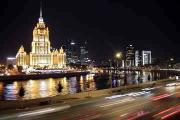 night view of city of moscow russia
