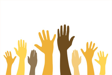 group of raised hands 