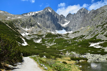 Fototapeta na wymiar High Tatras - Skalnate pleso and Lomnicky stit