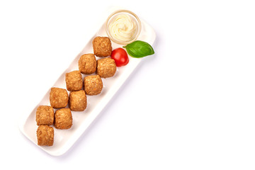 Chicken meatballs, isolated on white background