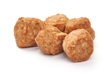 Chicken meatballs, isolated on white background