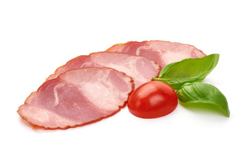 Smoked Ham sausage, isolated on white background