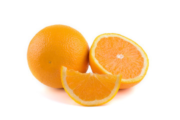Cut oranges isolated on white
