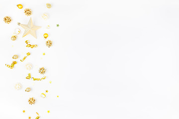 Christmas composition with golden decoration