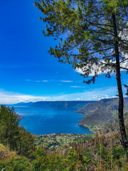 Fototapeta na wymiar Beautiful view of Danau Toba or Lake Toba at Sumatera Utara, Indonesia