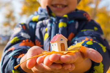 figure at home in children's hands. Concept