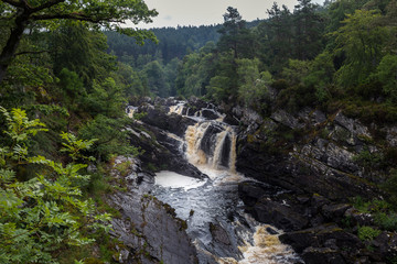 View of Rogie waterfall in summer on the Blackwater river, Wester Ross and Cromarty, Highland , Scotland