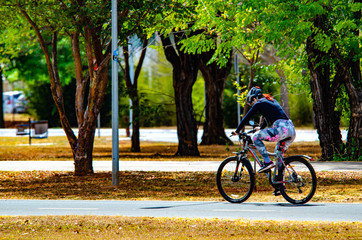 A beautiful view of people walking with Bike in Brasilia park, Brazil