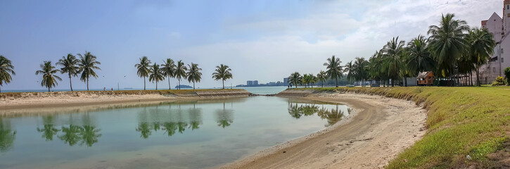 Fototapeta na wymiar Beautiful view at Bagan Pinang Beach, Port Dickson, Negeri Sembilan, Malaysia