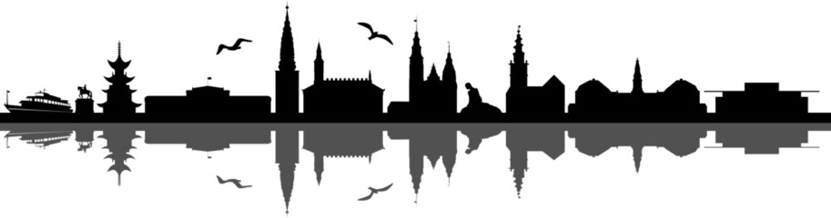 Copenhagen City Skyline Silhouette Vector